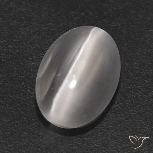 Sillimanite œil de chat Blanc clair naturelle ovale, 1.16 ct, Transparent