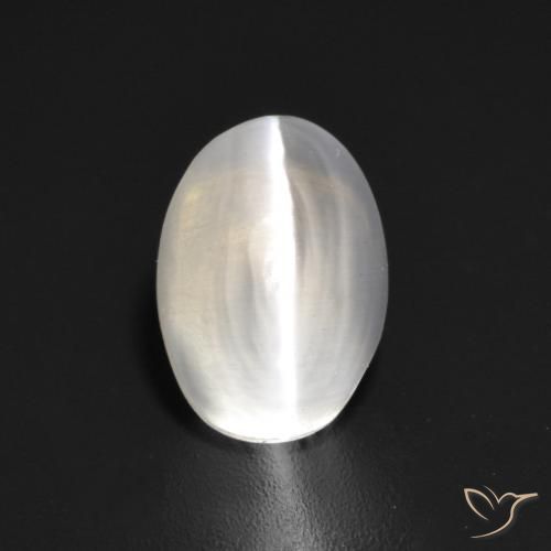 1.55ct Naturel Blanc Sillimanite œil de chat, ovale, Transparent