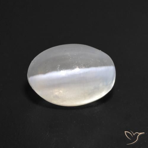 Sillimanite œil de chat Blanc naturelle ovale, 1.55 ct, Transparent