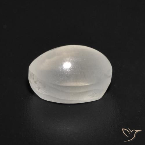 Sillimanite œil de chat Blanc naturelle ovale, 1.55 ct, Transparent
