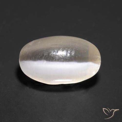 Sillimanite œil de chat Gris très clair naturelle ovale, 1.59 ct, Transparent