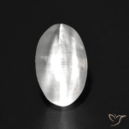 1.42ct Naturel Blanc Sillimanite œil de chat, ovale, Transparent