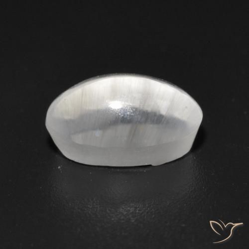 Sillimanite œil de chat Blanc naturelle ovale, 1.42 ct, Transparent