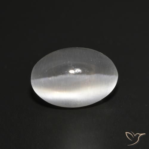 Sillimanite œil de chat Blanc naturelle ovale, 1.16 ct, Transparent