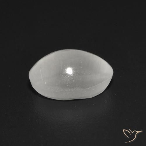 Sillimanite œil de chat Blanc naturelle ovale, 1.16 ct, Transparent