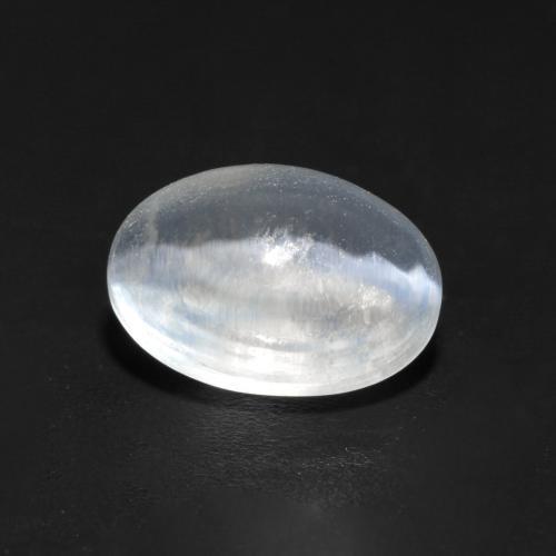 Sillimanite œil de chat blanc bleuté naturelle coupe ovale, 1,55 ct, transparent