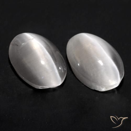 1.70ctw Naturel Gris très clair Sillimanite œil de chat, ovale, Transparent