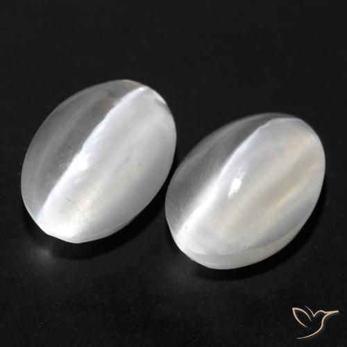 2.20ctw Naturel Blanc Sillimanite œil de chat, ovale, Transparent