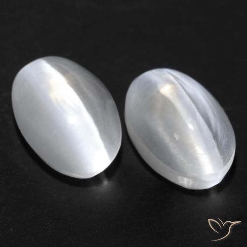2.23ctw Naturel Blanc Sillimanite œil de chat, ovale, Transparent