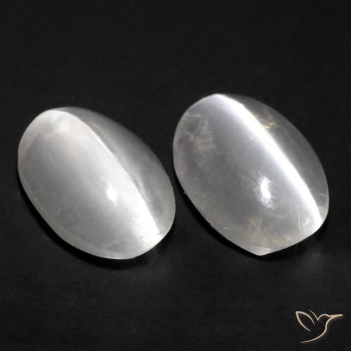 1.67ctw Naturel Blanc Sillimanite œil de chat, ovale, Transparent