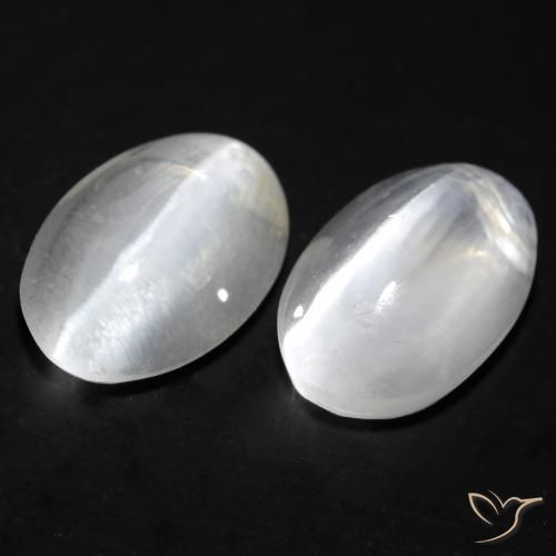 2.46ctw Naturel Blanc Sillimanite œil de chat, ovale, Transparent