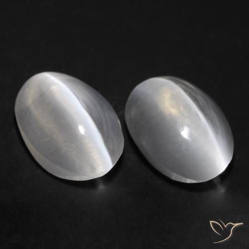1.77ctw Naturel Blanc Sillimanite œil de chat, ovale, Transparent