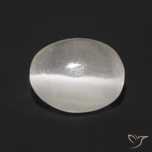 1.08ct Naturel Gris très clair Sillimanite œil de chat, ovale, Transparent