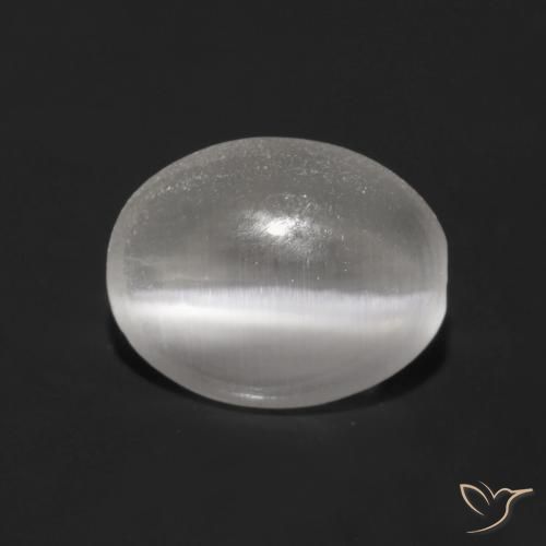 Sillimanite œil de chat Gris très clair naturelle ovale, 0.89 ct, Transparent