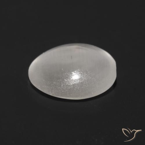 Sillimanite œil de chat Gris très clair naturelle ovale, 0.89 ct, Transparent