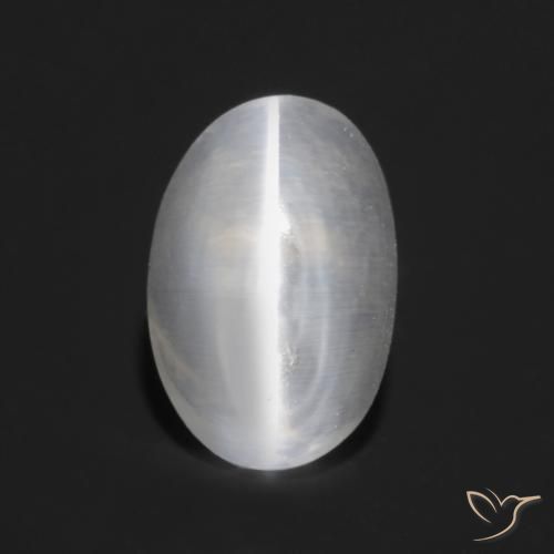 1.23ct Naturel Gris très clair Sillimanite œil de chat, ovale, Transparent