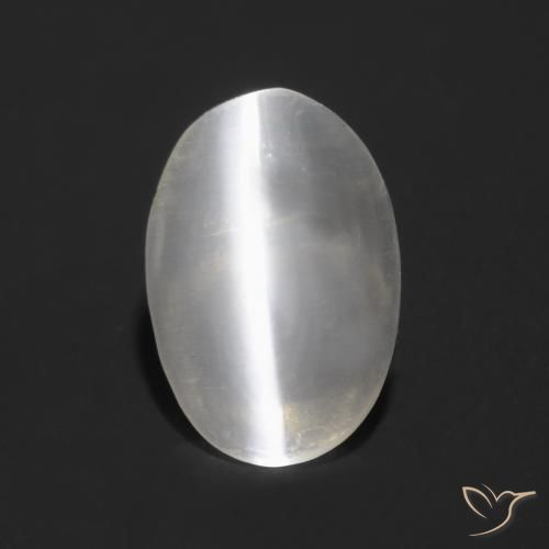 0.81ct Naturel Gris très clair Sillimanite œil de chat, ovale, Transparent