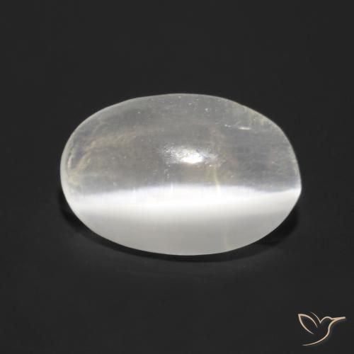 Sillimanite œil de chat Gris très clair naturelle ovale, 0.81 ct, Transparent