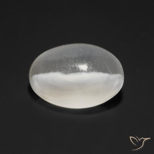 1.19ct Naturel Blanc Sillimanite œil de chat, ovale, Transparent