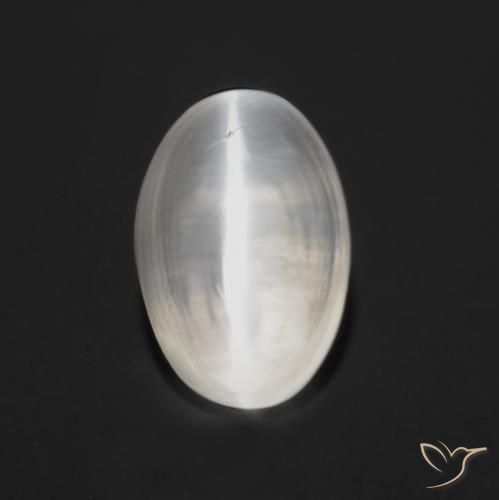 Sillimanite œil de chat Blanc naturelle ovale, 1.19 ct, Transparent