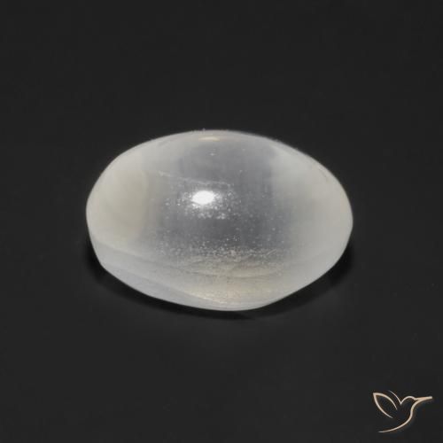 Sillimanite œil de chat Blanc naturelle ovale, 1.19 ct, Transparent