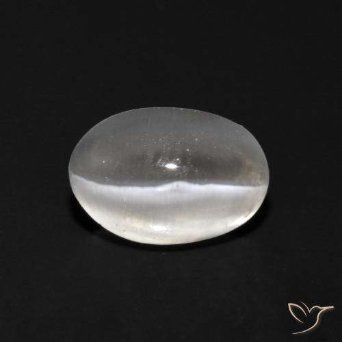 Sillimanite œil de chat Blanc naturelle ovale, 1.07 ct, Transparent