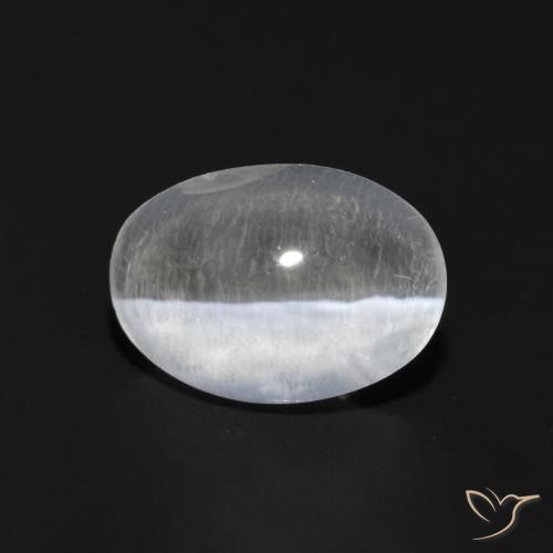 Sillimanite œil de chat Blanc clair naturelle ovale, 1.04 ct, Transparent