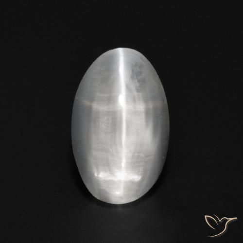 1.15ct Naturel Blanc Sillimanite œil de chat, ovale, Transparent