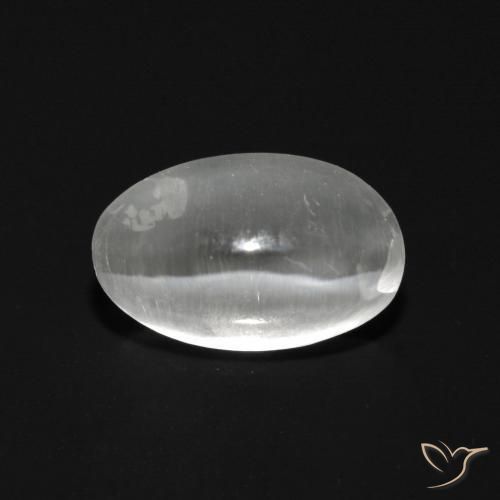 Sillimanite œil de chat Blanc naturelle ovale, 1.15 ct, Transparent