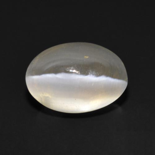 Sillimanite cat's eye gris naturelle coupe ovale, 1,17 ct, transparent