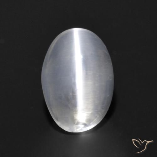 0.98ct Naturel Blanc translucide Sillimanite œil de chat, ovale, Transparent