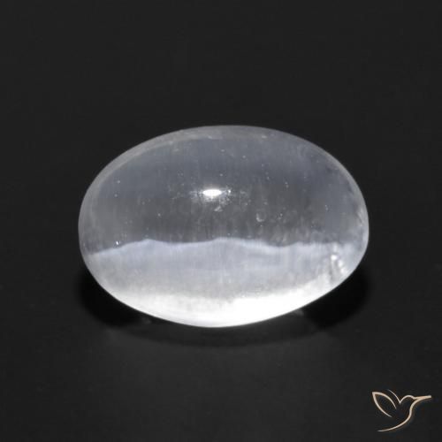 Sillimanite œil de chat Blanc translucide naturelle ovale, 0.98 ct, Transparent