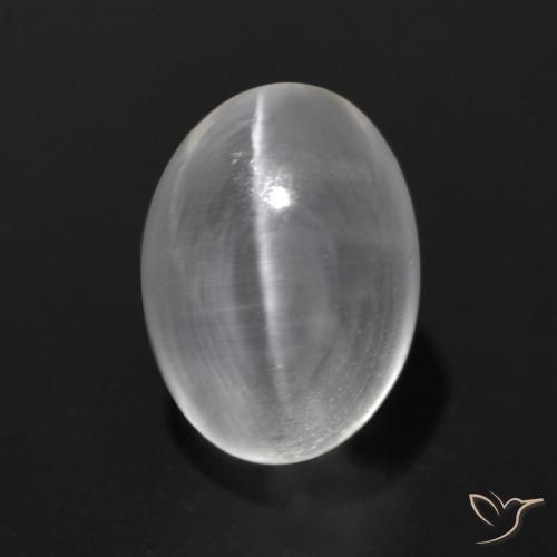 1.63ct Naturel Blanc clair Sillimanite œil de chat, ovale, Transparent