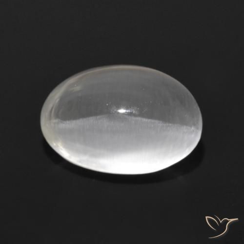1.29ct Naturel Blanc clair Sillimanite œil de chat, ovale, Transparent