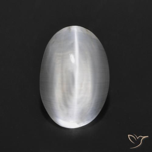Sillimanite œil de chat Blanc clair naturelle ovale, 1.29 ct, Transparent