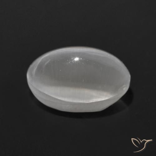 Sillimanite œil de chat Blanc clair naturelle ovale, 1.29 ct, Transparent