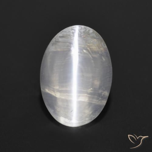 1.28ct Naturel Gris très clair Sillimanite œil de chat, ovale, Transparent