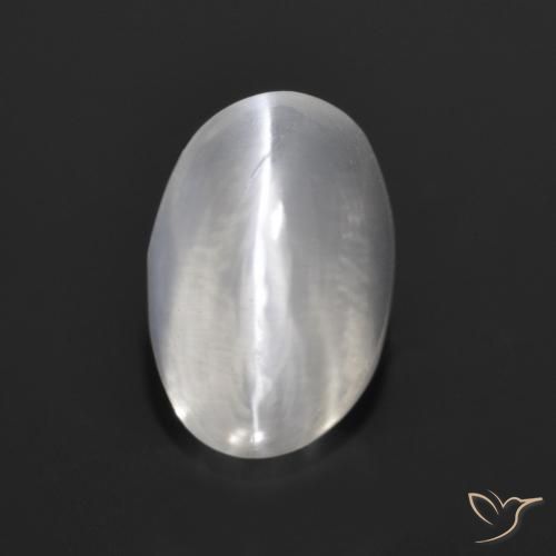 1.40ct Naturel Blanc clair Sillimanite œil de chat, ovale, Transparent