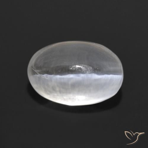 Sillimanite œil de chat Blanc clair naturelle ovale, 1.40 ct, Transparent