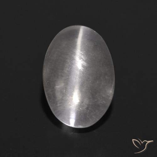 1.39ct Naturel Blanc clair Sillimanite œil de chat, ovale, Transparent