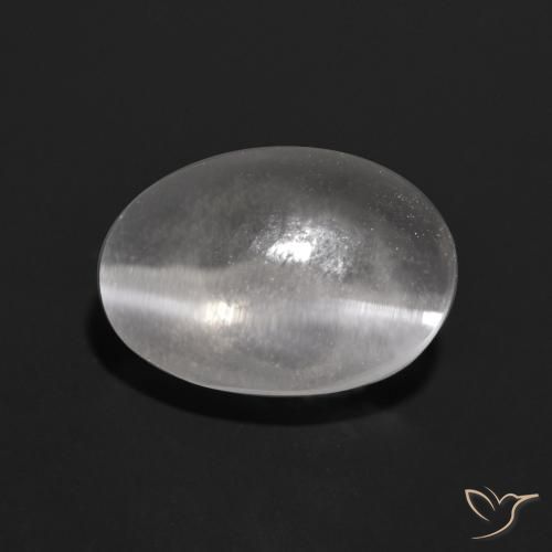 Sillimanite œil de chat Blanc clair naturelle ovale, 1.39 ct, Transparent