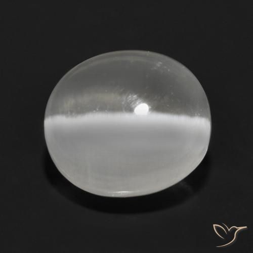 Sillimanite œil de chat Blanc naturelle ovale, 1.30 ct, Transparent