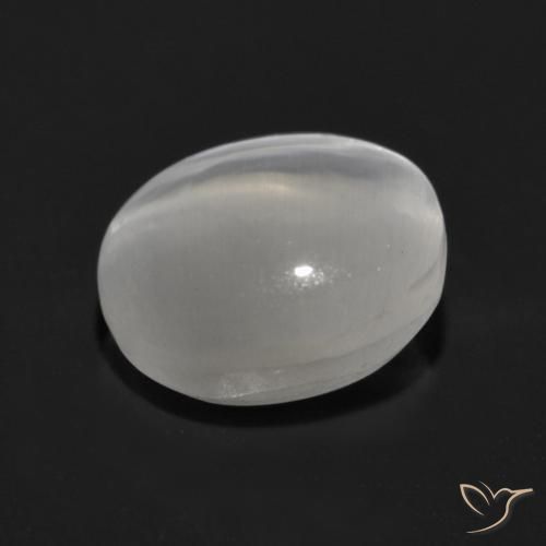 Sillimanite œil de chat Blanc naturelle ovale, 1.30 ct, Transparent