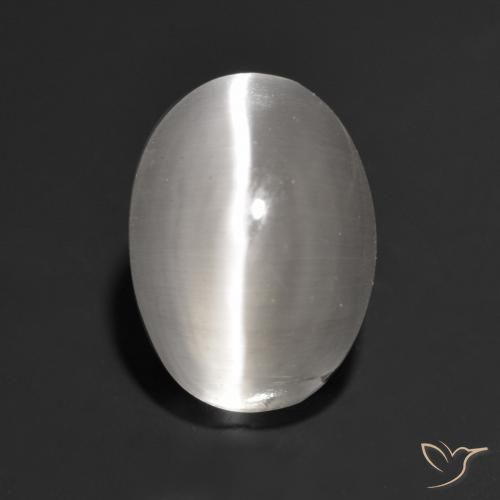 1.34ct Naturel Gris très clair Sillimanite œil de chat, ovale, Transparent