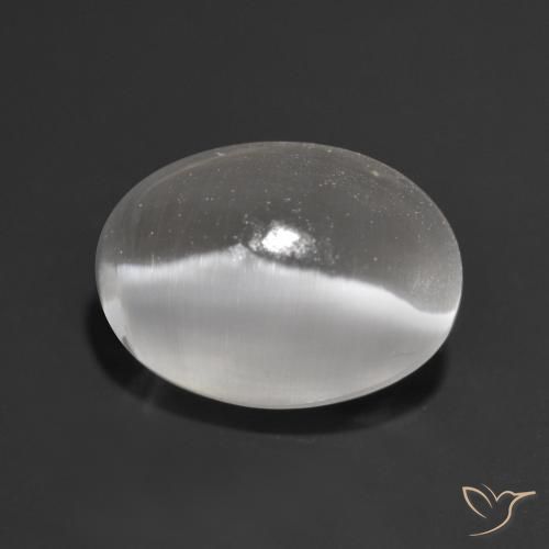 Sillimanite œil de chat Gris très clair naturelle ovale, 1.34 ct, Transparent