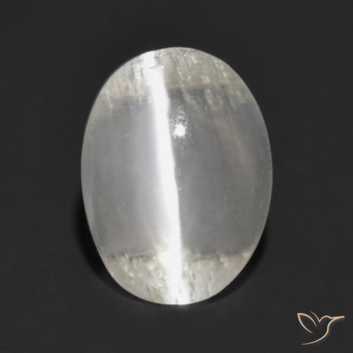 1.47ct Naturel Gris très clair Sillimanite œil de chat, ovale, Transparent