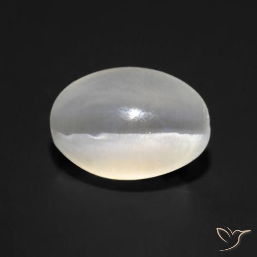 1.43ct Naturel Blanc chaud Sillimanite œil de chat, ovale, Transparent