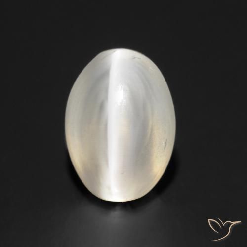 Sillimanite œil de chat Blanc chaud naturelle ovale, 1.43 ct, Transparent