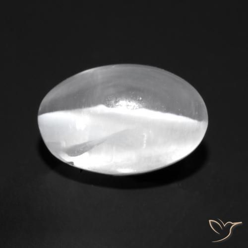 Sillimanite œil de chat Blanc naturelle ovale, 1.53 ct, Transparent