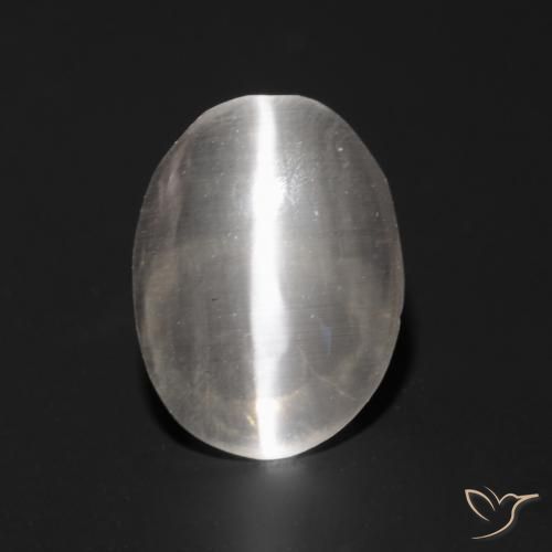 0.96ct Naturel Gris très clair Sillimanite œil de chat, ovale, Transparent